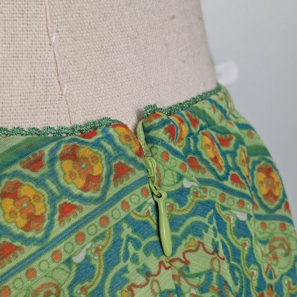 Y2K Midi Skirt PS PM Green Fairy Floral Vintage Boho Feminine Ruffle Blue Dainty - Picture 7 of 9